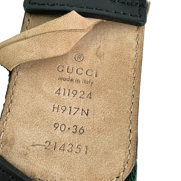 GUCCI 214351 Green Red Nylon Web Interlocking GG Men's Belt Made in Italy 90-36 - Picture 8 of 10